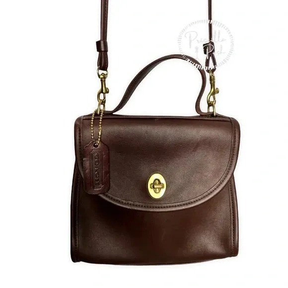 Vintage Coach Regina Bag #9983 Dark Brown Leather 90s Crossbody Top Handle