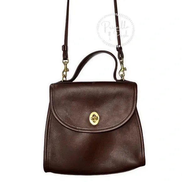 Vintage Coach Regina Bag #9983 Dark Brown Leather 90s Crossbody Top Handle