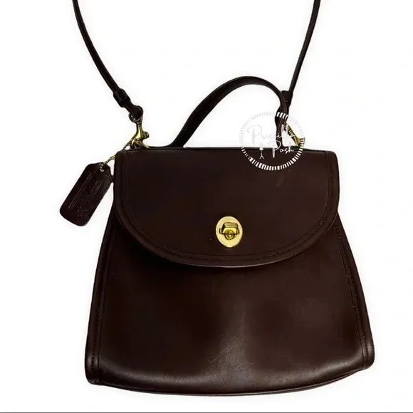 Vintage Coach Regina Bag #9983 Dark Brown Leather 90s Crossbody Top Handle