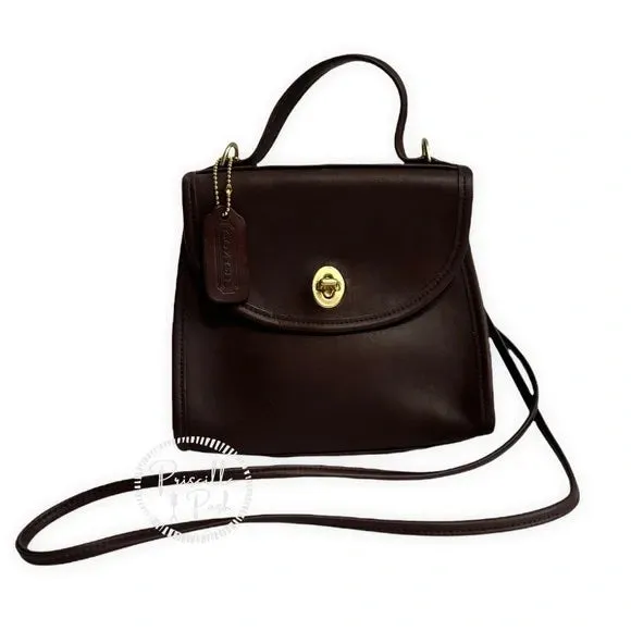 Vintage Coach Regina Bag #9983 Dark Brown Leather 90s Crossbody Top Handle