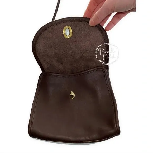 Vintage Coach Regina Bag #9983 Dark Brown Leather 90s Crossbody Top Handle