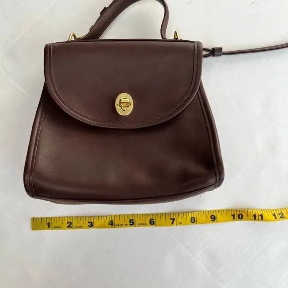 Vintage Coach Regina Bag #9983 Dark Brown Leather 90s Crossbody Top Handle