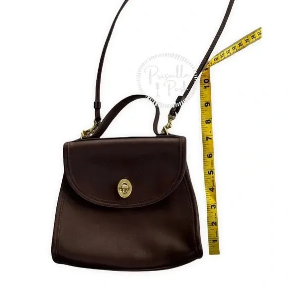 Vintage Coach Regina Bag #9983 Dark Brown Leather 90s Crossbody Top Handle