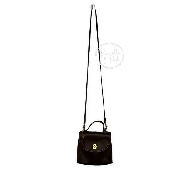 Vintage Coach Regina Bag #9983 Dark Brown Leather 90s Crossbody Top Handle