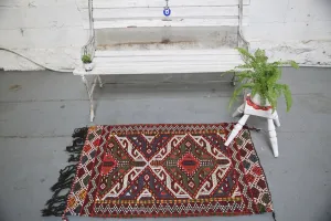 Vintage Mersin Mut Cicim Kilim Rug 2.3ftx3.8ft