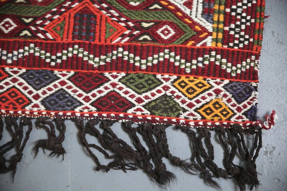 Vintage Mersin Mut Cicim Kilim Rug 2.3ftx3.8ft