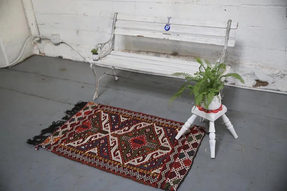 Vintage Mersin Mut Cicim Kilim Rug 2.3ftx3.8ft