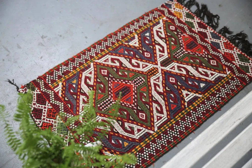 Vintage Mersin Mut Cicim Kilim Rug 2.3ftx3.8ft