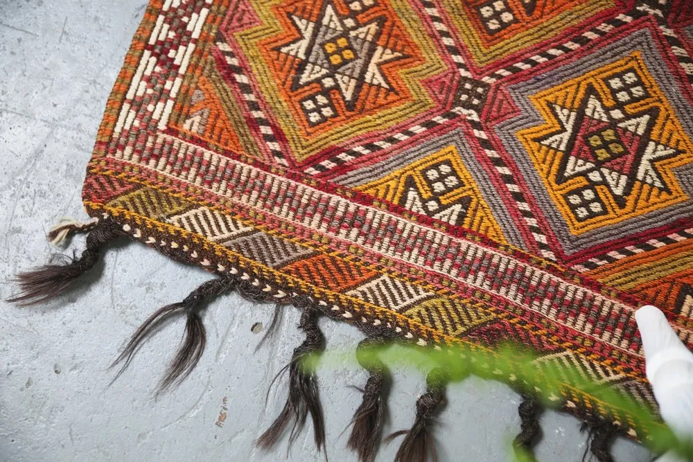 Vintage Mersin Mut Cicim Kilim Rug 2.4ftx3.8ft