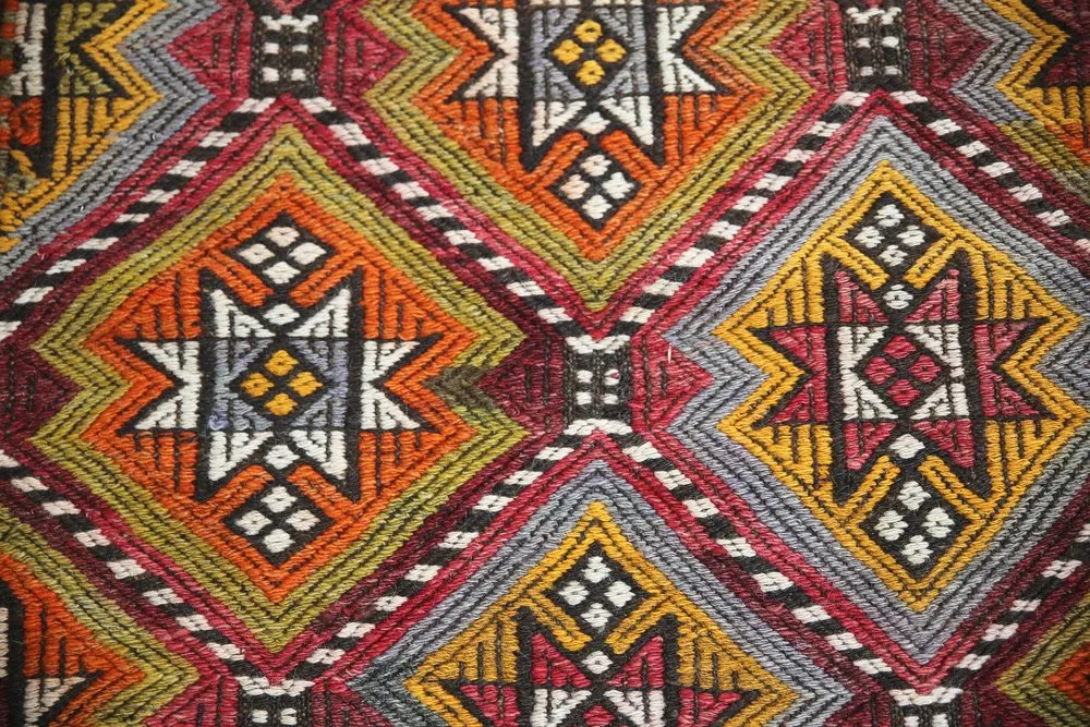 Vintage Mersin Mut Cicim Kilim Rug 2.4ftx3.8ft