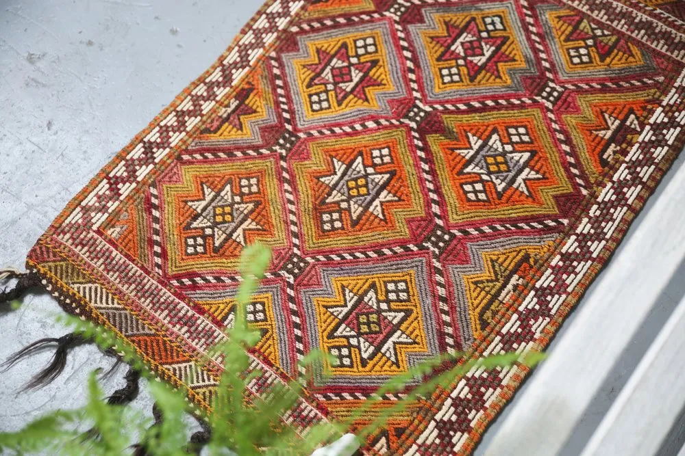 Vintage Mersin Mut Cicim Kilim Rug 2.4ftx3.8ft
