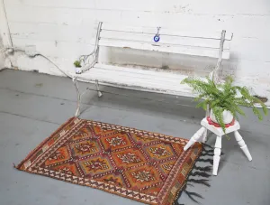 Vintage Mersin Mut Cicim Kilim Rug 2.4ftx3.8ft