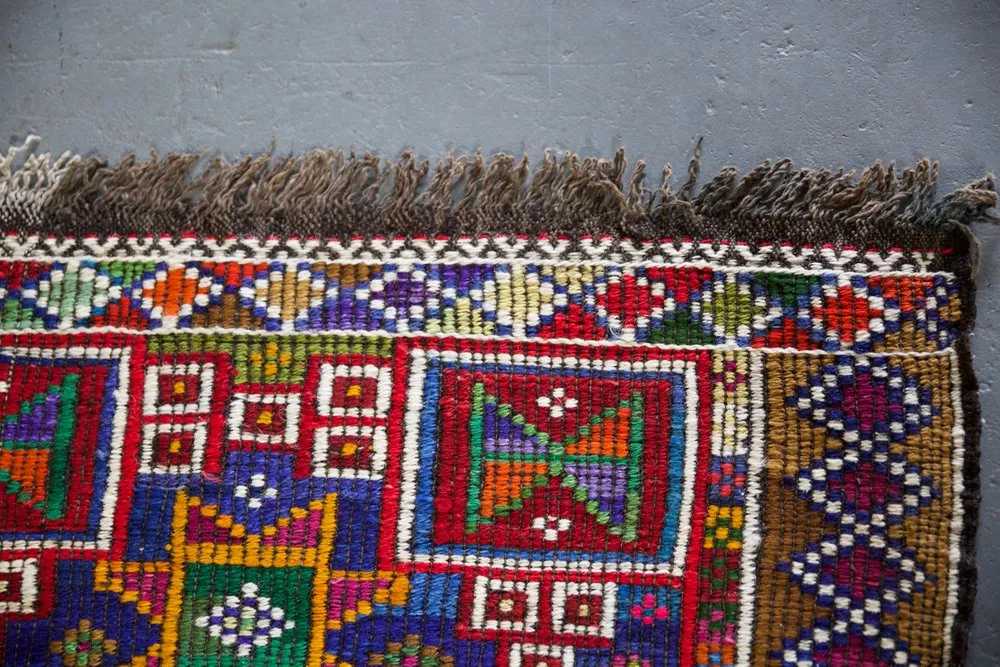 Vintage Mersin Mut Cicim Kilim Rug 3.3ftx4.2ft