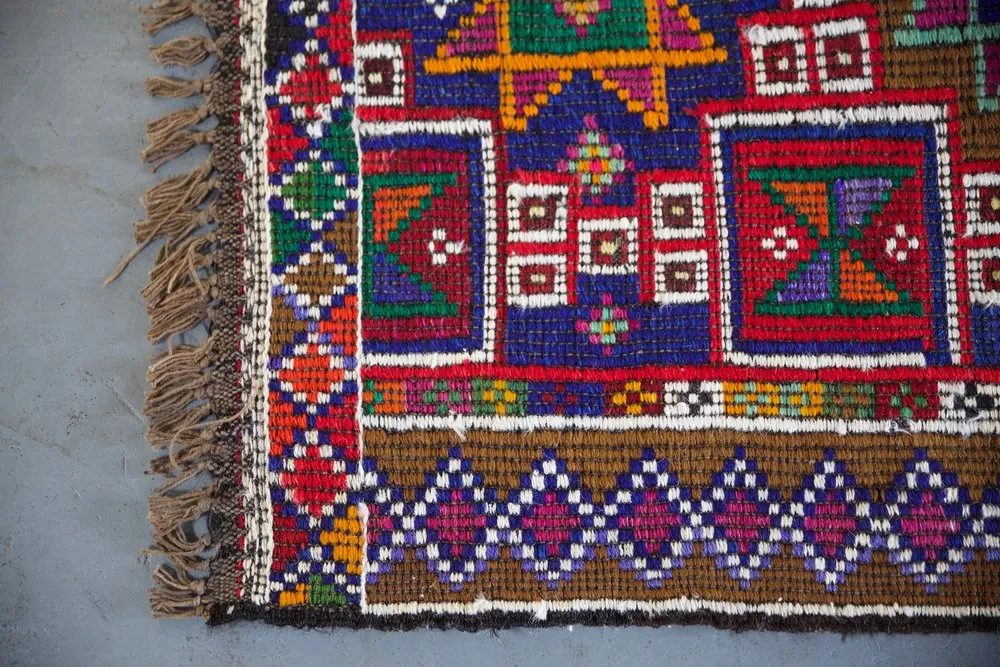 Vintage Mersin Mut Cicim Kilim Rug 3.3ftx4.2ft