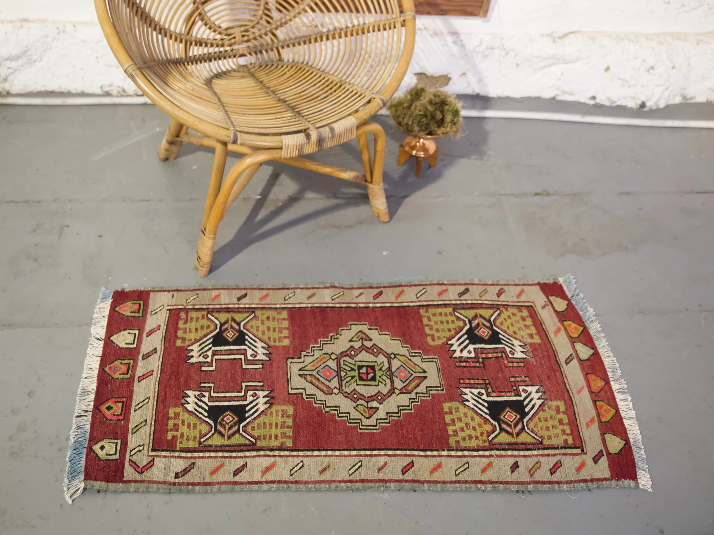 Vintage Mini Turkish Kilim Rug 21"x44.5"