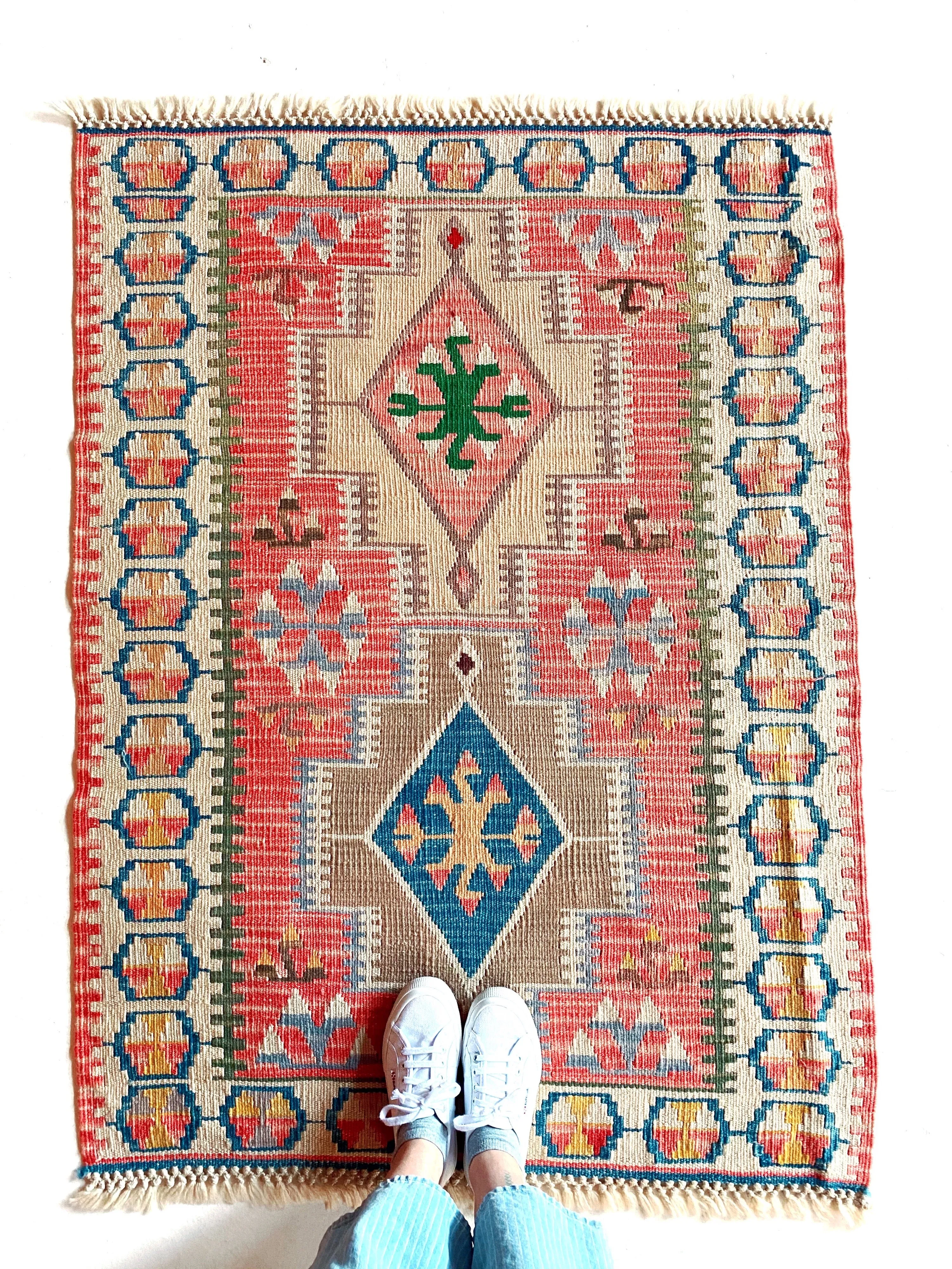 Vintage Mini Turkish Kilim Rug 3'3"x4'8"