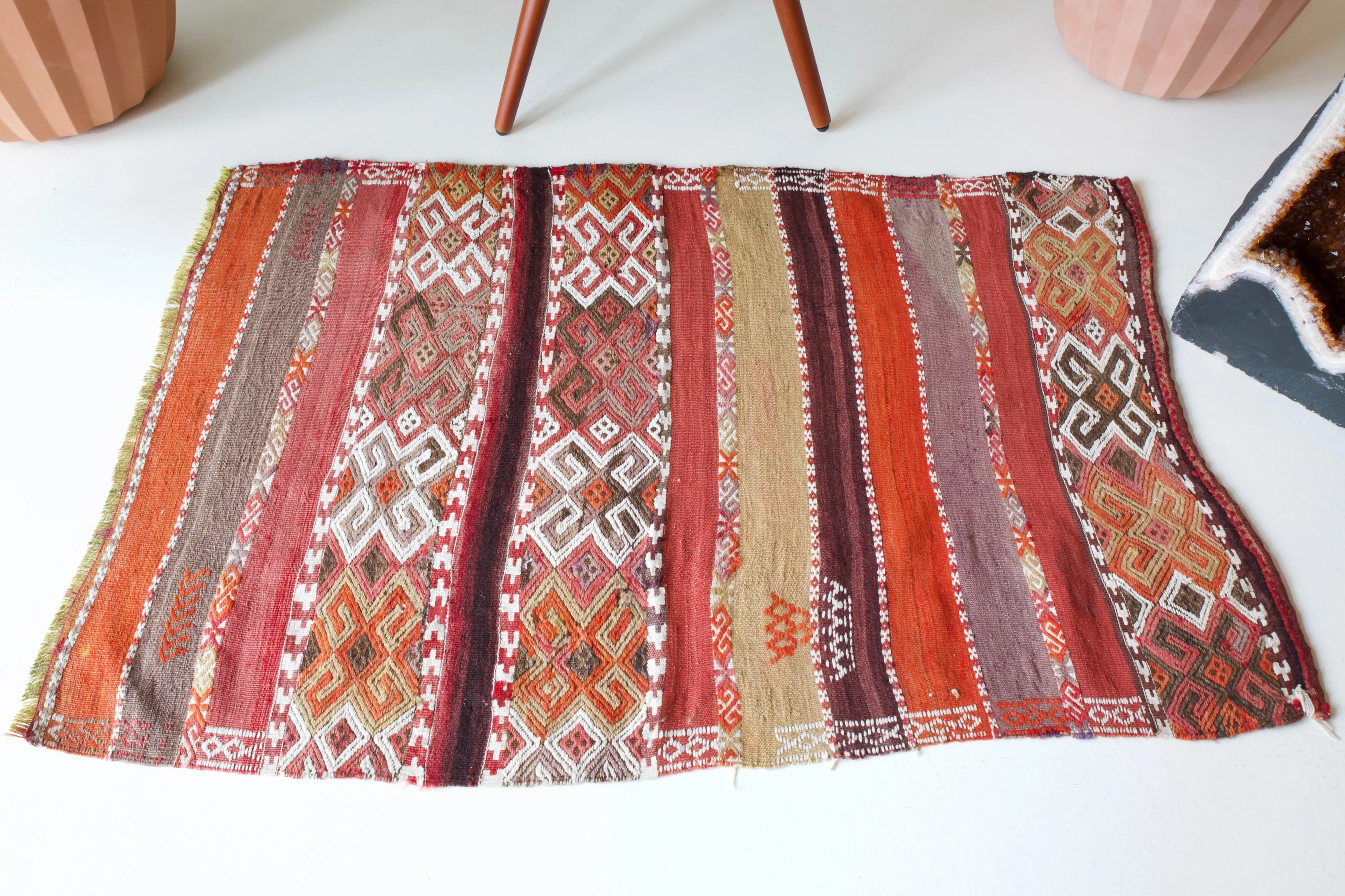 Vintage Mini Turkish Kilim Rug 3'x4'6"