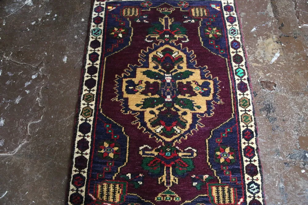 Vintage Mini Turkish Rug 1.11ftx3.1ft