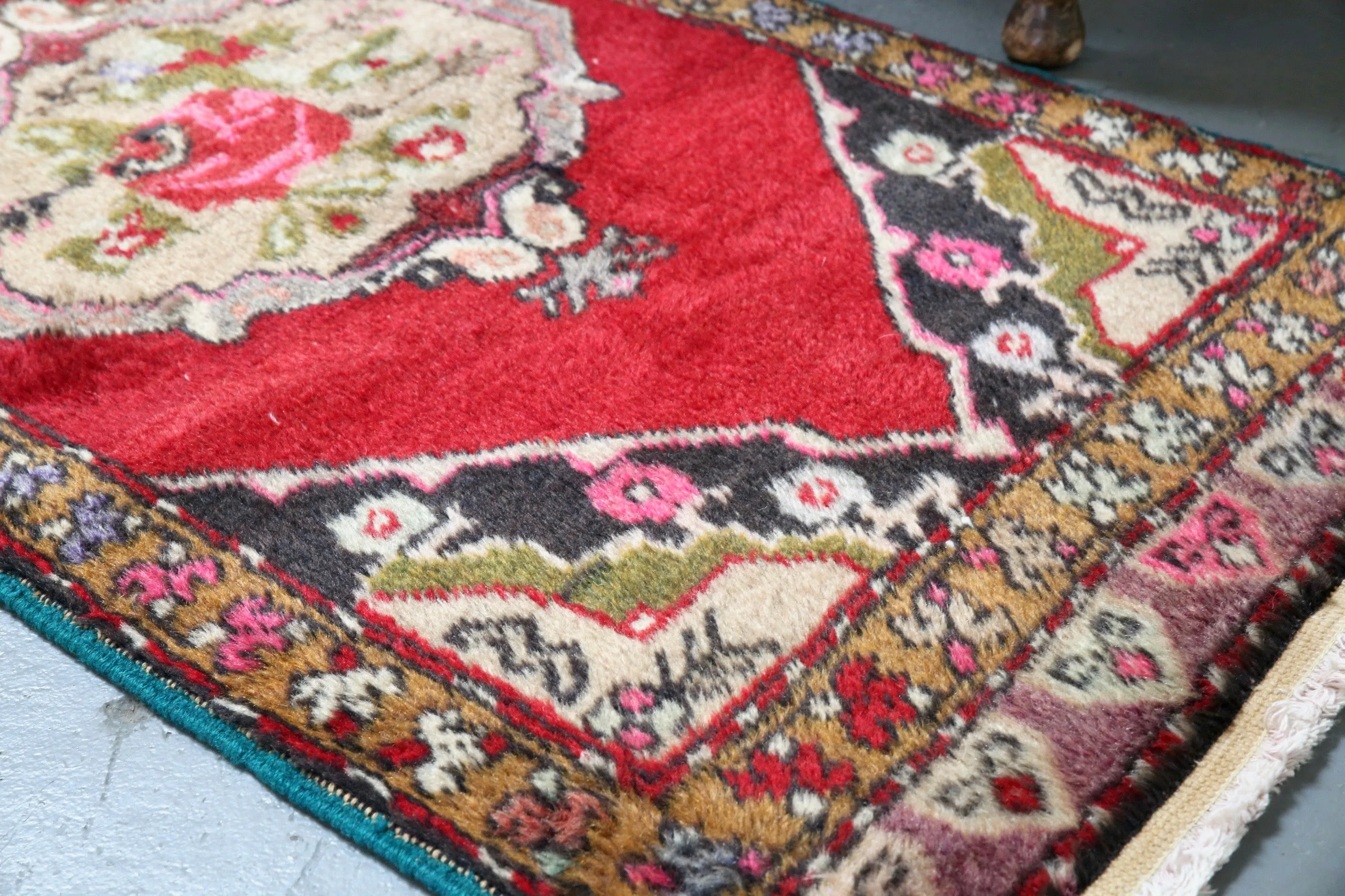 Vintage Mini Turkish Rug 23inx47in