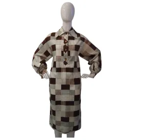Vintage Oscar De La Renta Brown Checks Dress