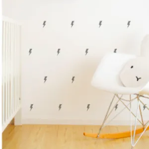 Wall Vinyl Stickers - Grey Lightning Bolts