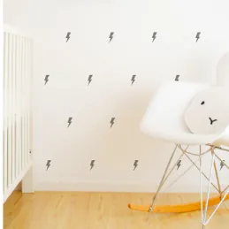 Wall Vinyl Stickers - Grey Lightning Bolts