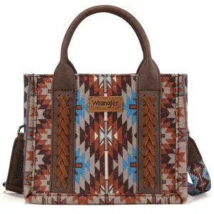 WG2213-8866S  Wrangler Southwestern Pattern Dual Sided Print Mini Tote/Crossbody -COFFEE