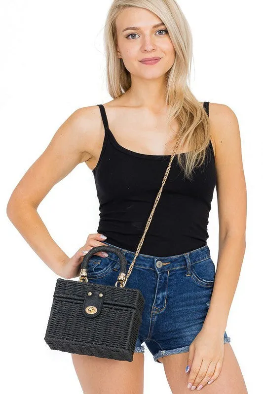 Wicker Handbag In Black