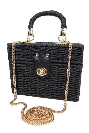 Wicker Handbag In Black