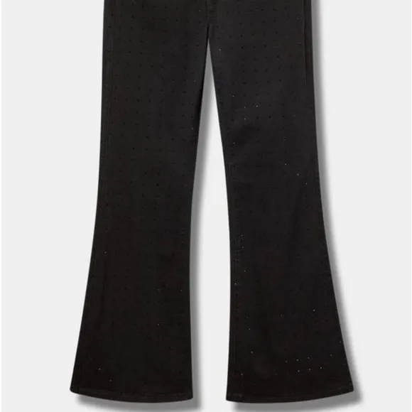 Women's Black Flare Rhinestone Jeans