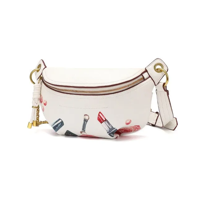 YIZHONG Leather Large Capacity Chest Bag Luxury Fanny Pack for Women Europe Leisure Wiast Bag Chain Messenger Bag Purses Sac