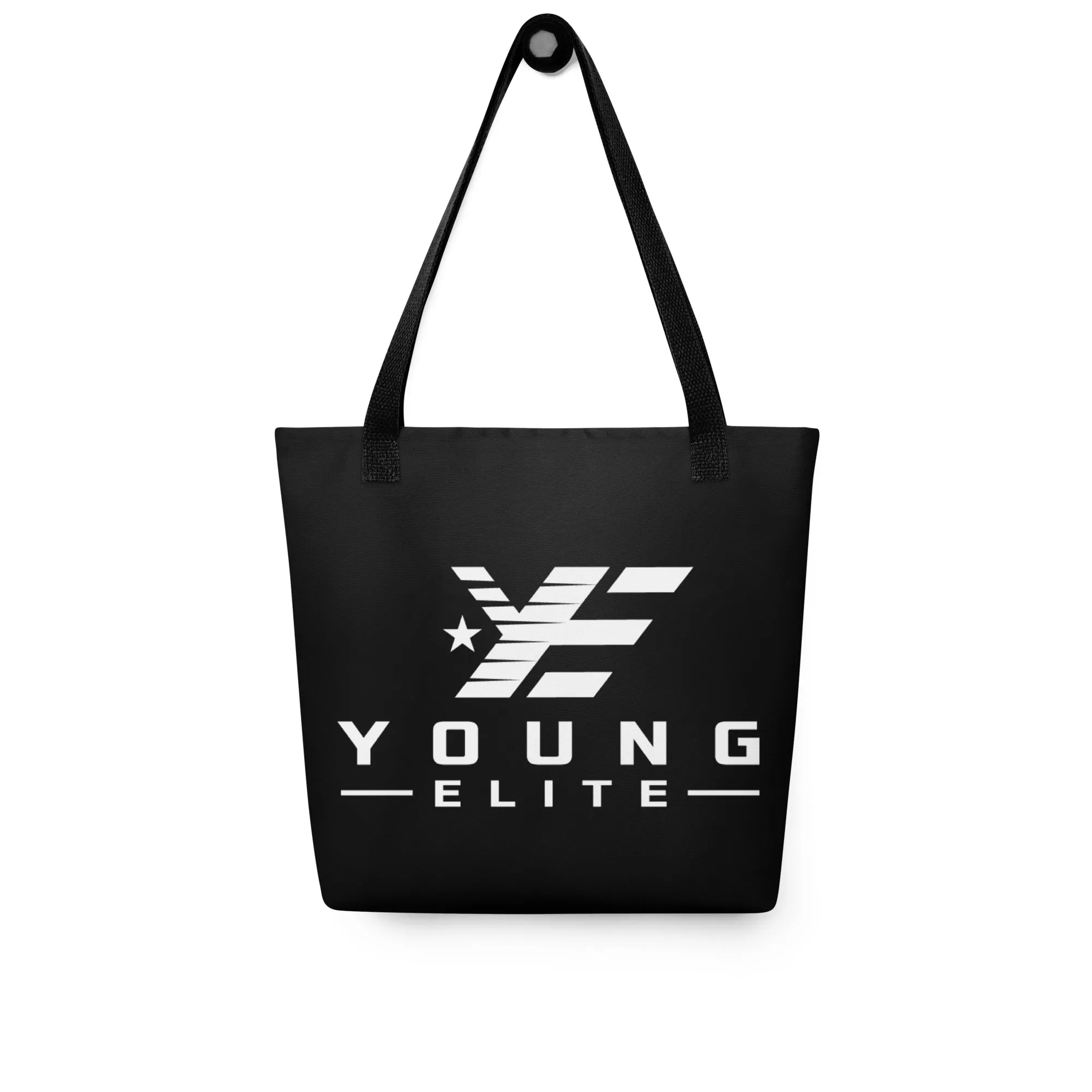 Young Elite Black Tote Bag Stylish White Design Premium Quality