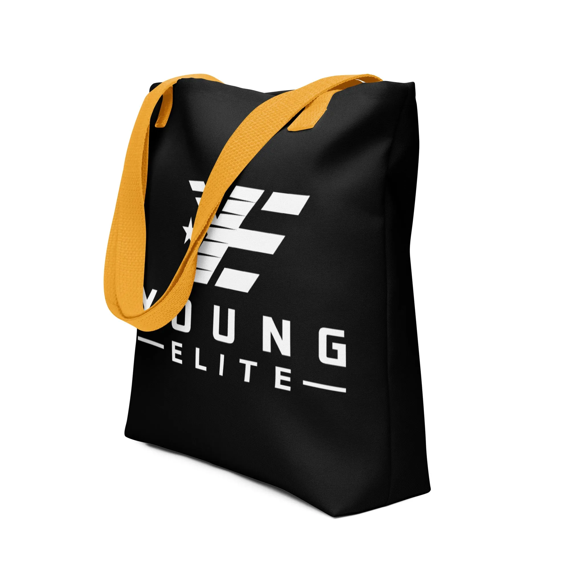 Young Elite Black Tote Bag Stylish White Design Premium Quality