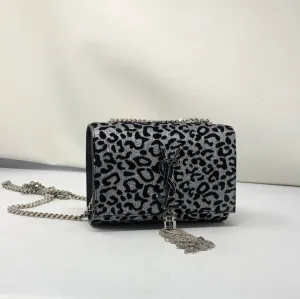 YSL Glitter Leopard Print Tassle Crossbody Bag