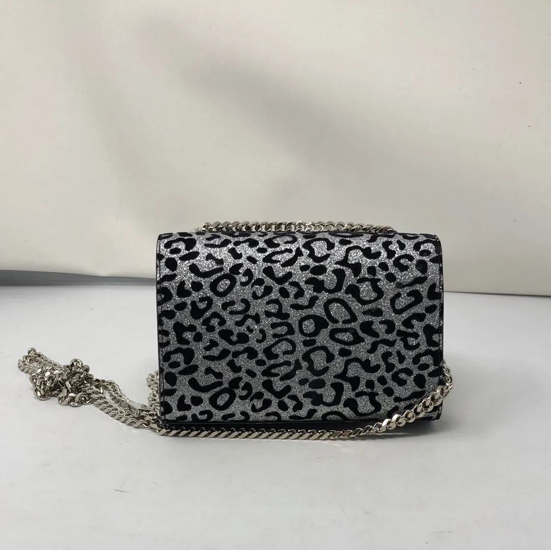 YSL Glitter Leopard Print Tassle Crossbody Bag