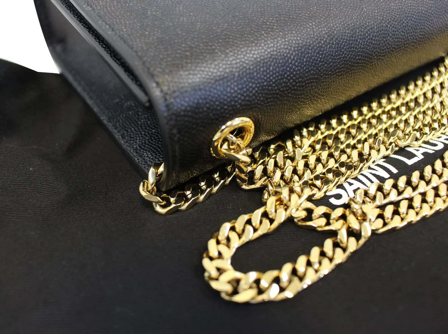 YVES SAINT LAURENT Kate Black Leather Gold Chain Clutch Crossbody Bag