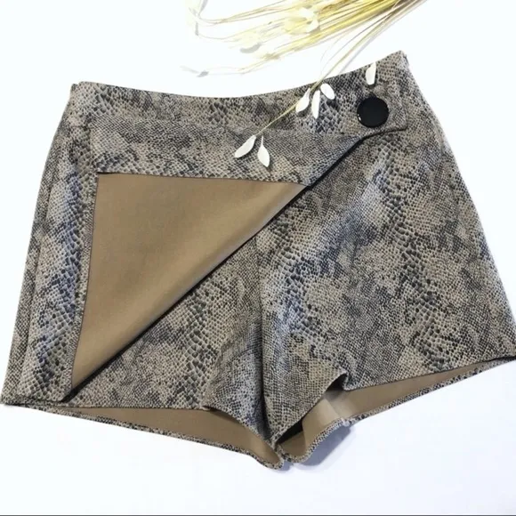 ZARA Snakeskin Print Split Skirt / Skort